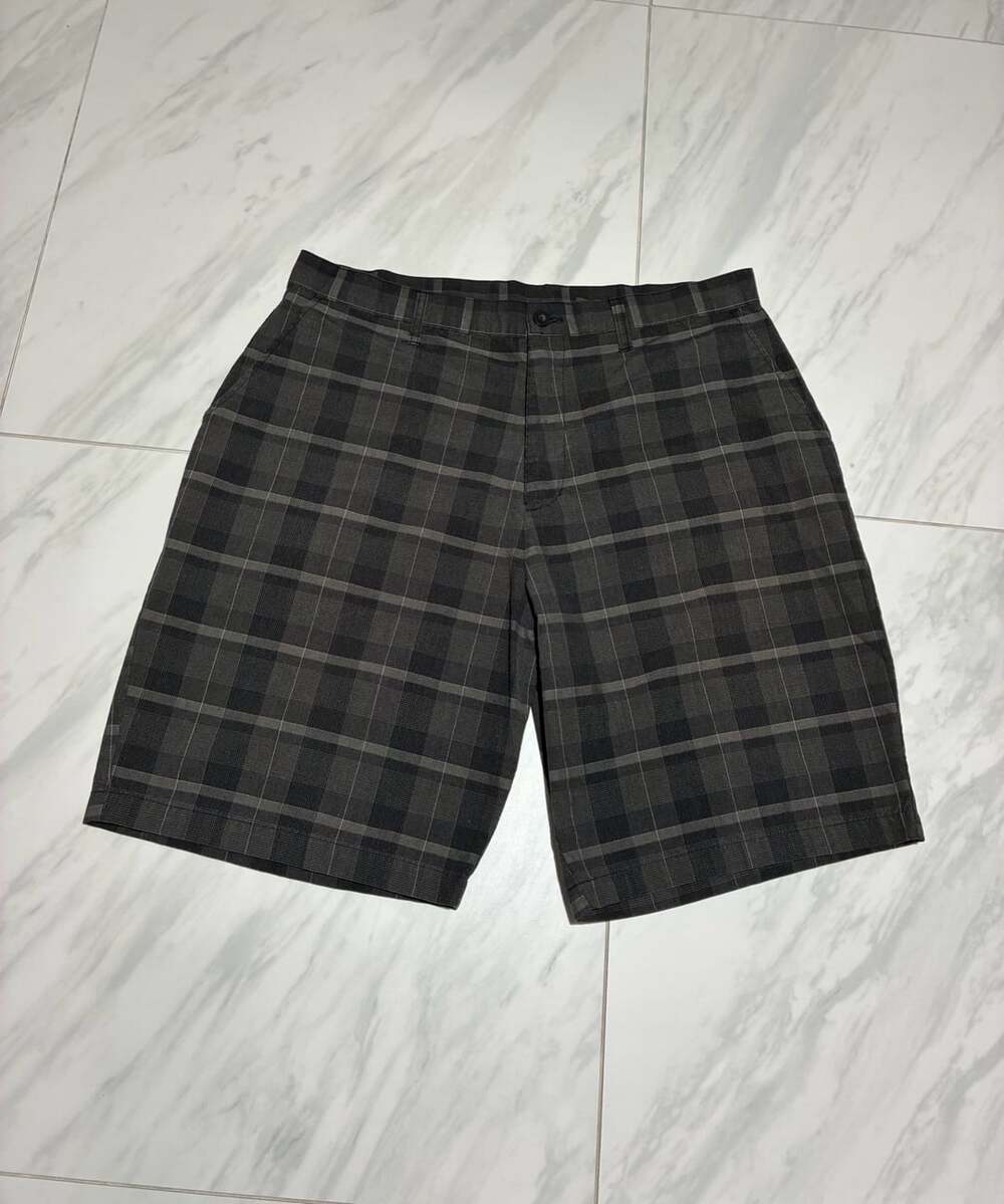 Subculture Mens Gray Plaid Flat Front Bermuda Shorts